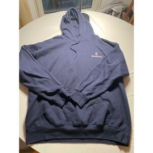 Browning Mens Hoodie Navy Blue Gold Foil Buckmark Logo Sweatshirt XL